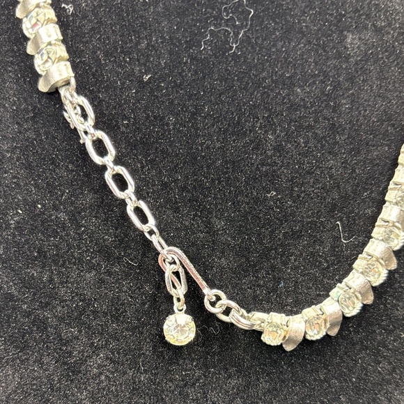 Trifari Silver Necklace with Clear Accents - Picture 4 of 7
